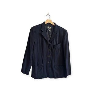 Vintage DKNY Navy Blue  Wool Blazer Jacket , size 8